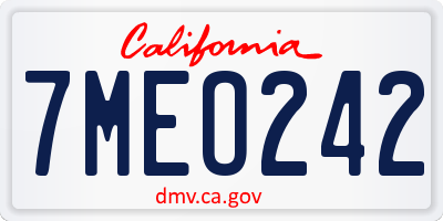CA license plate 7MEO242