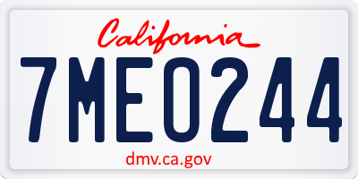 CA license plate 7MEO244