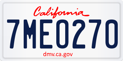 CA license plate 7MEO270