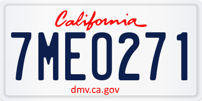 CA license plate 7MEO271