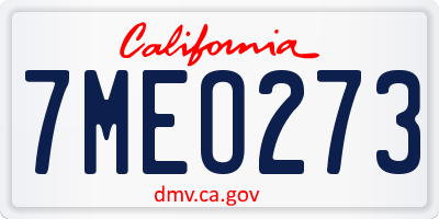 CA license plate 7MEO273