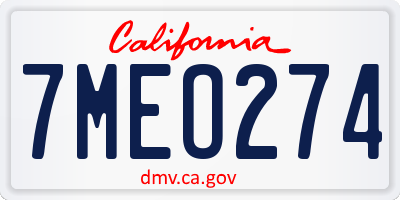 CA license plate 7MEO274
