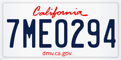 CA license plate 7MEO294