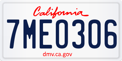 CA license plate 7MEO306