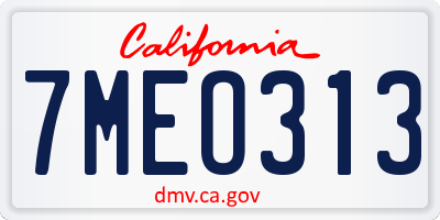 CA license plate 7MEO313
