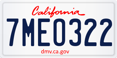 CA license plate 7MEO322
