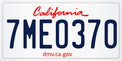 CA license plate 7MEO370