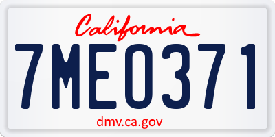 CA license plate 7MEO371