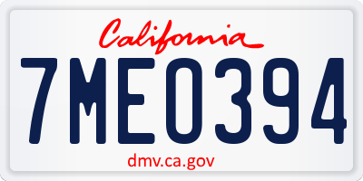 CA license plate 7MEO394