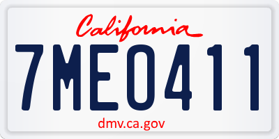 CA license plate 7MEO411