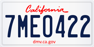 CA license plate 7MEO422