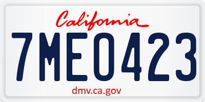 CA license plate 7MEO423