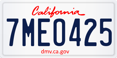 CA license plate 7MEO425
