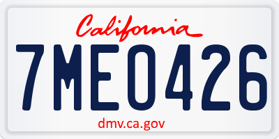 CA license plate 7MEO426