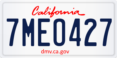 CA license plate 7MEO427
