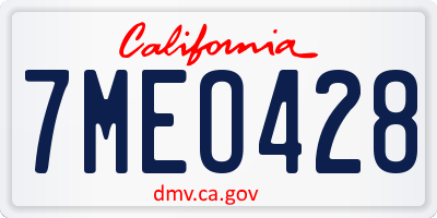 CA license plate 7MEO428