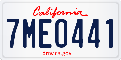 CA license plate 7MEO441