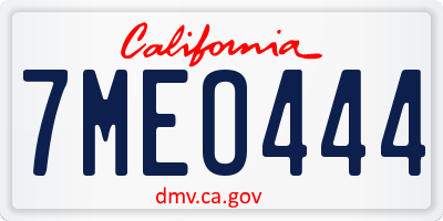 CA license plate 7MEO444