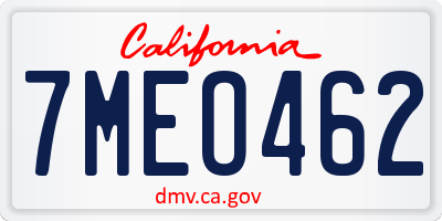CA license plate 7MEO462