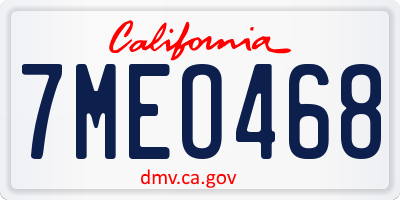 CA license plate 7MEO468