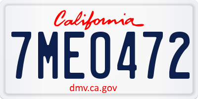 CA license plate 7MEO472