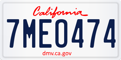CA license plate 7MEO474