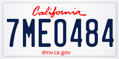 CA license plate 7MEO484