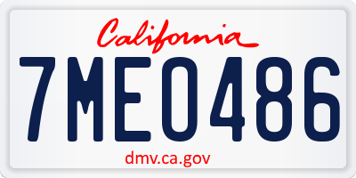 CA license plate 7MEO486