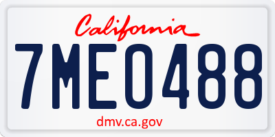 CA license plate 7MEO488