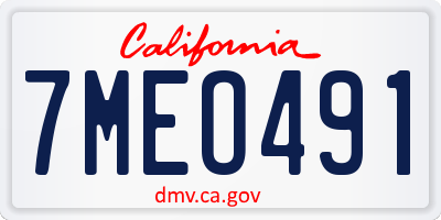 CA license plate 7MEO491