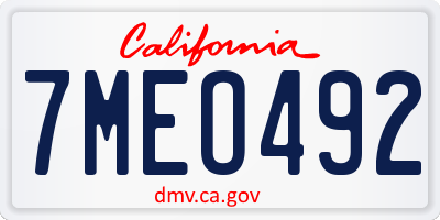 CA license plate 7MEO492