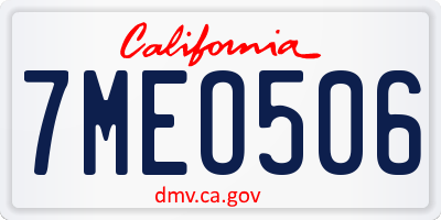 CA license plate 7MEO506