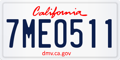 CA license plate 7MEO511