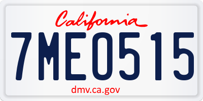 CA license plate 7MEO515