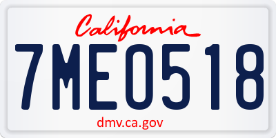 CA license plate 7MEO518