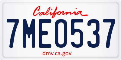 CA license plate 7MEO537