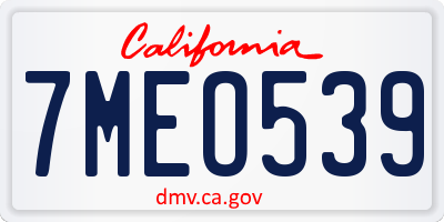 CA license plate 7MEO539