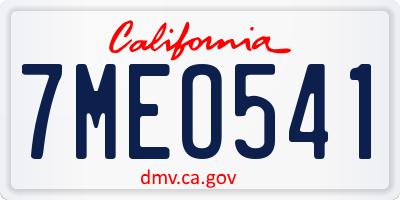 CA license plate 7MEO541