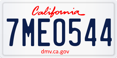 CA license plate 7MEO544