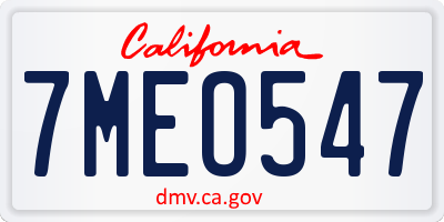 CA license plate 7MEO547