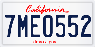CA license plate 7MEO552