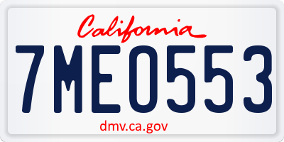 CA license plate 7MEO553