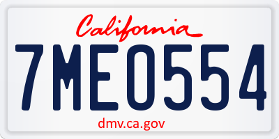 CA license plate 7MEO554