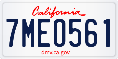 CA license plate 7MEO561