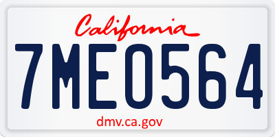 CA license plate 7MEO564