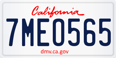 CA license plate 7MEO565