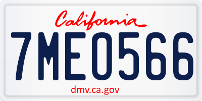 CA license plate 7MEO566