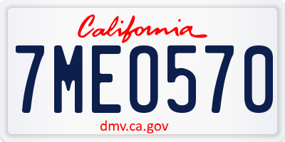 CA license plate 7MEO570