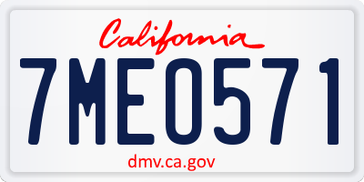 CA license plate 7MEO571