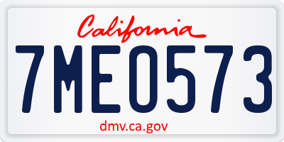 CA license plate 7MEO573